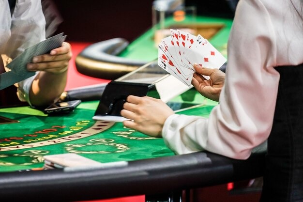 Dealer spinning the roulette wheel
